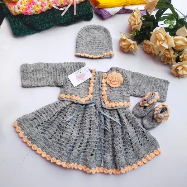Crochet baby frock set