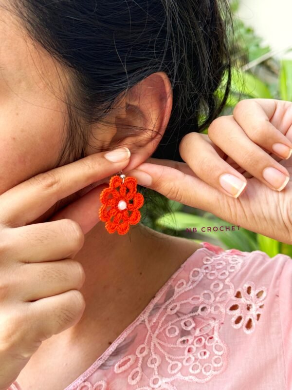 Orange Flower Earing